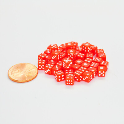 50pcs 5mm Six Sided D6 .197 Inch Die Small Tiny Mini Miniature Red Dice w/ Bag
