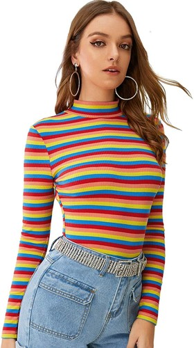 Long Sleeve Slim Fit Stretch Striped 