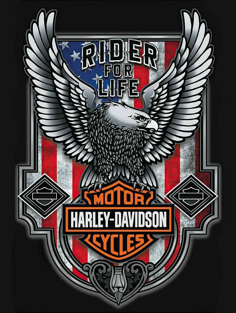 Rider for Life Eagle Harley Davidson Metal Sign