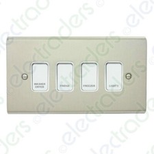 Deta Kitchen Grid Switch Stainless Steel / White Switches - 4 Gang