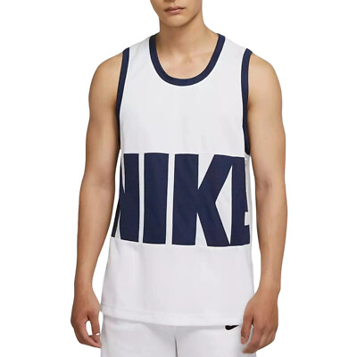 ナイキ メンズ タンクトップ Nike Men's Dri-FIT Basketball Jersey - White/Midnight Navy NIKE Dri-FIT Basketball Starting Tank Top sz S Small White Navy