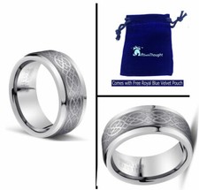 8MM Silver Infinity Celtic Knot Tungsten Carbide Wedding Band Ring Men or Ladies