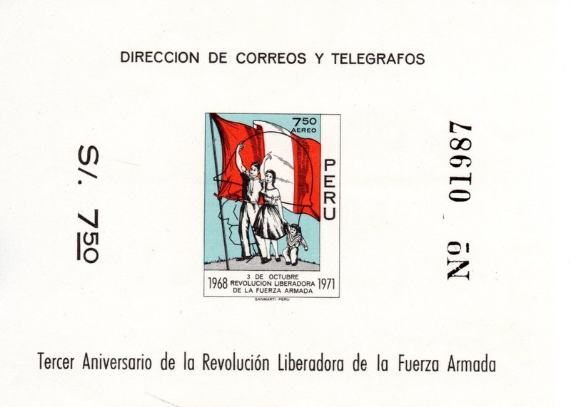Leftist's Revolution anniversary, Mini Sheet # 01987, Peru 1971, accept offers