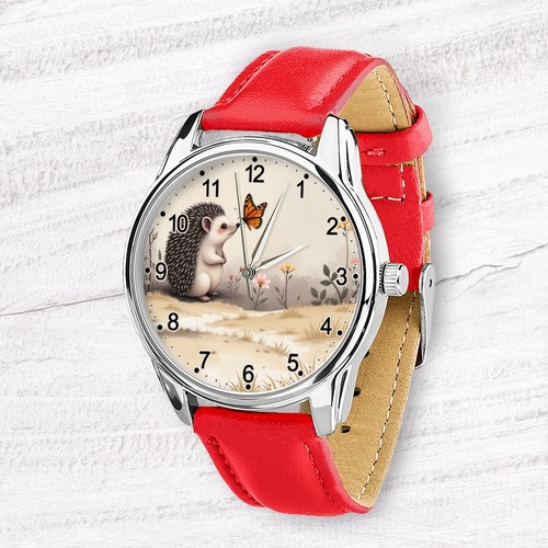 Reloj Erizo, Linda Escena de Prado Mariposa, Naturaleza Caprichosa Unisex Regalo - Imagen 5 de 10