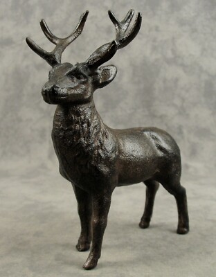 STAG DEER Cast Iron STATUE Wildlife Cabin Garden HOME DECOR 9'' Tall NEW