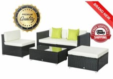 Premium & Vielseitig Schwarz Rattan Lounge Garten Terrasse Möbel Set Stühle Tisch