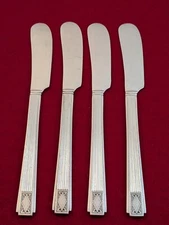 4pc Oneida Community NOBLESSE SilverPlate 1930 Art Deco Butter Spreaders 6-3/8"