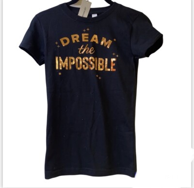 Francesca s Collection Black gold T-shirt dream the impossible Youth L 10/12