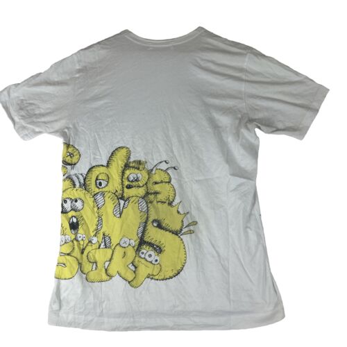 Y2K COMME DES GARCONS CDG PLAY X KAWS PRINT 5 TEE WHITE - Picture 2 of 11