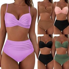 Sujetador de bikini sexy para mujer conjunto de bragas traje de baño cintura alta traje de baño comodidad
