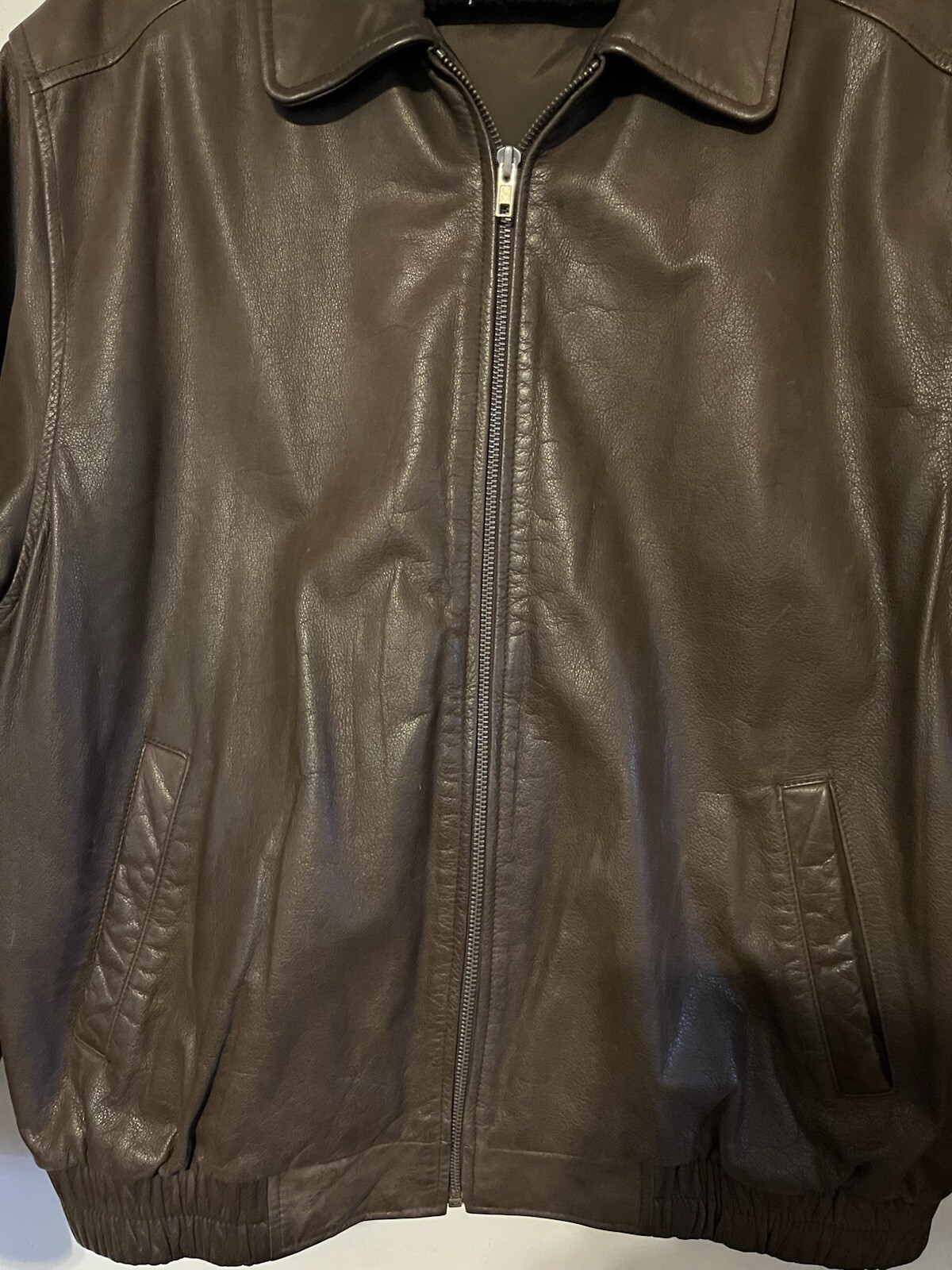 Giacca grande in vera pelle marrone fila Siviglia