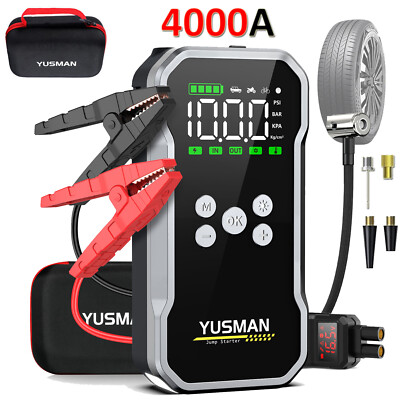 4000A Car Jump Starter Box Battery Booster Charger Air Compressor Inflator Pump