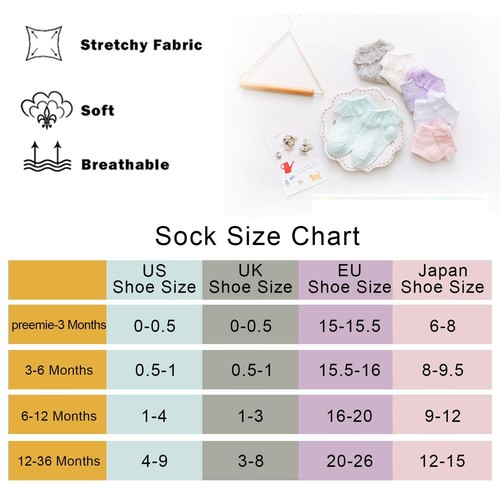 Baby Lace Socks Newborn Girls Eyelet Lace Ruffle Frilly Ankle Socks Soft Cott... - Picture 6 of 6