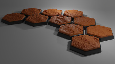 Resin 3d Printed Textured Battletech Hex Bases x21 - Mr_Crates Desert Surface