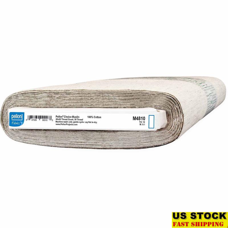 45in Wide Cotton Muslin Fabric 10yd Bolt Smooth Versatile Crafting Supplies