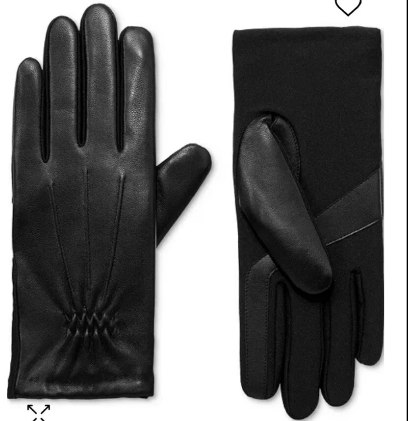 Isotoner Gloves Signature Women's S/M Black Stretch Leather Touchscreen