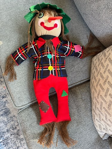 Muñeca de tela de fieltro vintage hecha a mano de peluche espantapájaros otoño otoño decoración - Imagen 7 de 11