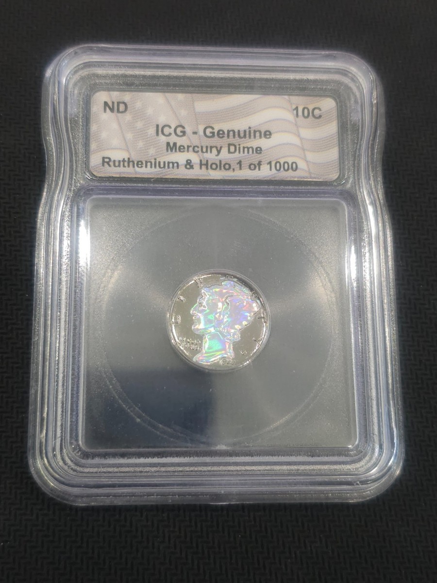 1943 Mercury Dime “Black Ruthenium & Hologram” ICG Genuine