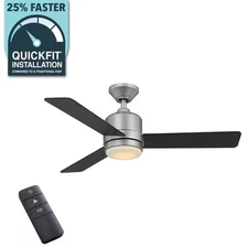 Castlegate 44 In. Integrated LED Indoor Silver Ceiling Fan with 3 Reversible Bla