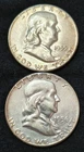 2 FRANKLIN HALF DOLLARS == 1955 & 1956 == HI-GRADE == 90% SILVER