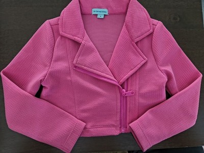 For Beloved Children Girls Pink Moto Jacket Full Zip Polyester Cropped Size 4
