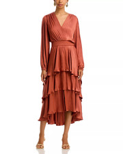 STEVE MADDEN Bei Surplice Neck Asymmetric Midi Dress MSRP $139