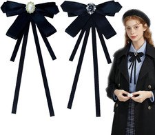 2 Pcs Black Bow Tie for Women Clip on Bow Ties Pre Tied Bowtie for Girls for Shi