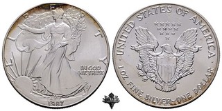 USA 1 dollar 1987 American Eagle FINE SILVER 999 OZ Silbermünze Bullion