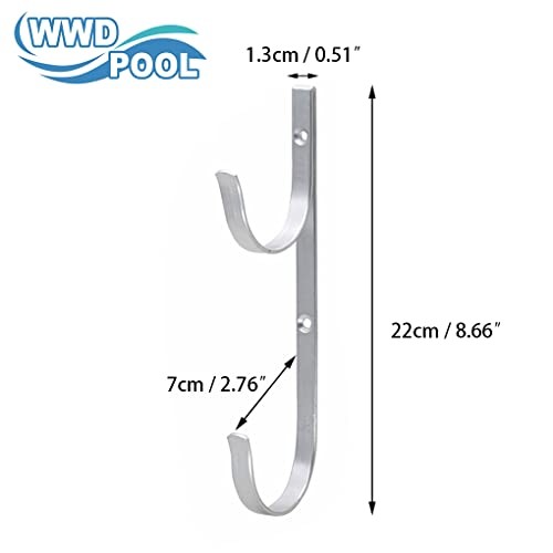  Swimming Pool Aluminum Pole Hanger Set, Blue, 1-Pack (2 Hooks), 11079A-Silver