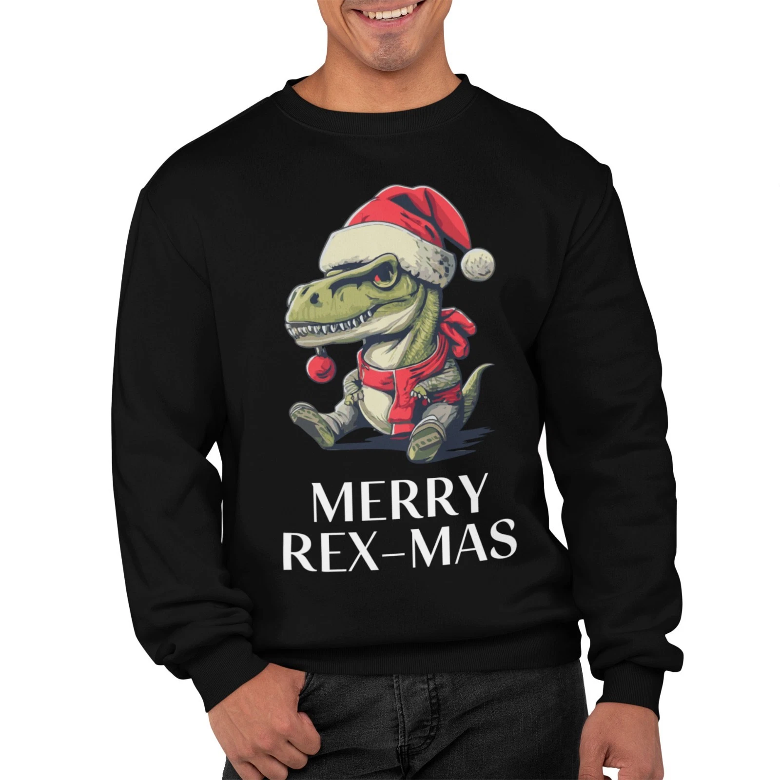 Funny T-Rex Dinosaur Xmas Jumper Ugly Sweatshirt Unisex Adults Gift