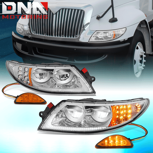 For 2002-2015 International 4100 4200 4300 4400 8500 Full LED DRL Headlights - Picture 1 of 12