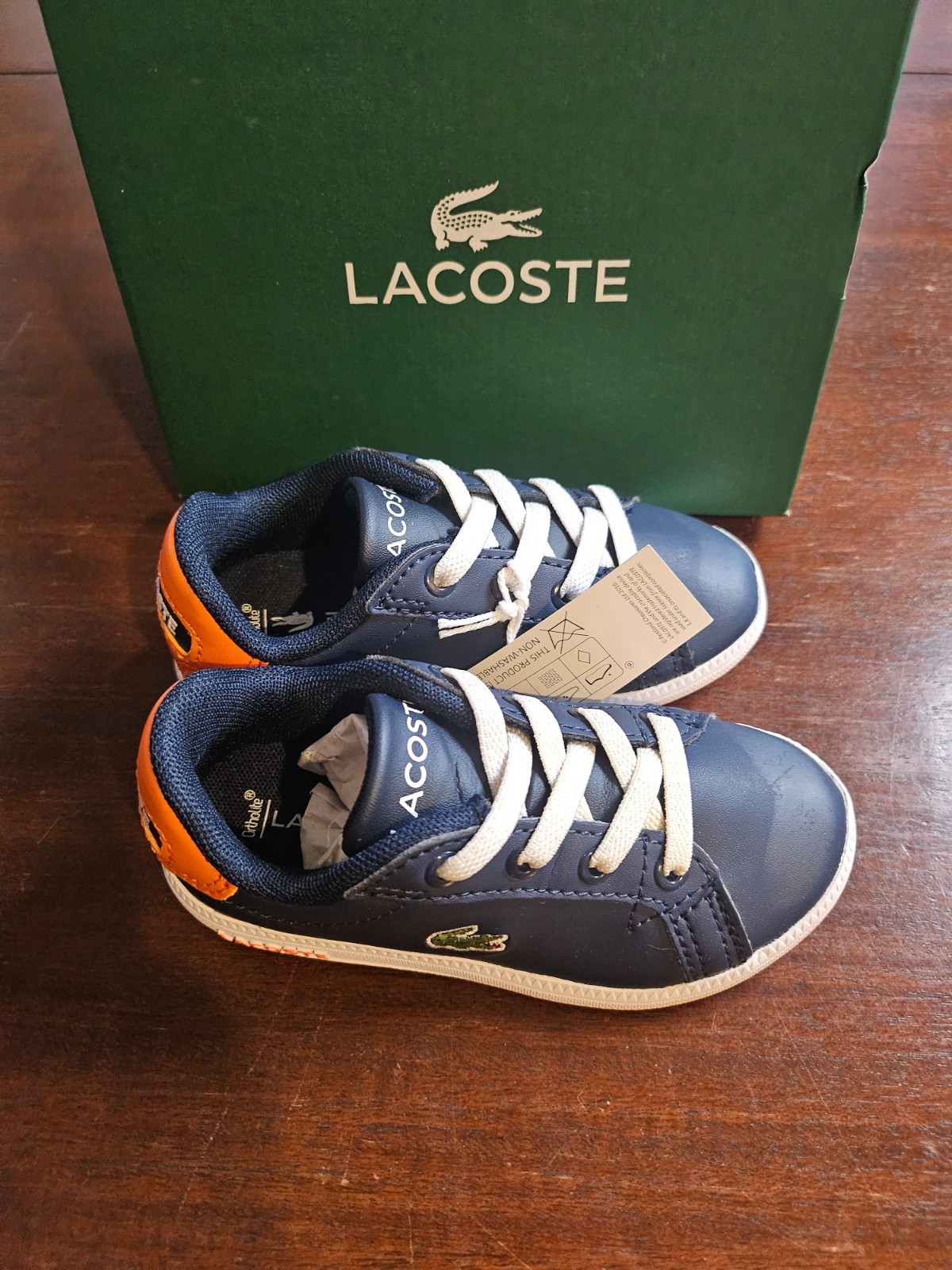 LACOSTE Graduate 222 Sneakers Navy White Size Infant 7 New in Box thumbnail 7