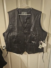 HWK Motor Sports NWT Men Leather Motorcycle Bike Vest Size 5XL