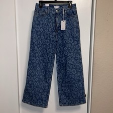 Good American Good Waist Palazzo Cropped High-Rise Wide Leg Jeans Women  s 6/ 28