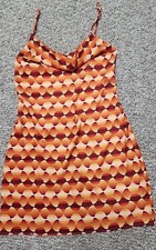 Urban Outfitters slip dress Back Zip Medium Orange Geometric AOP NWT  $49