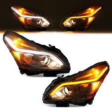 Black Smoked For 2010-2013 G37/G25/Q40 Sedan Sequential LED Projector Headlights