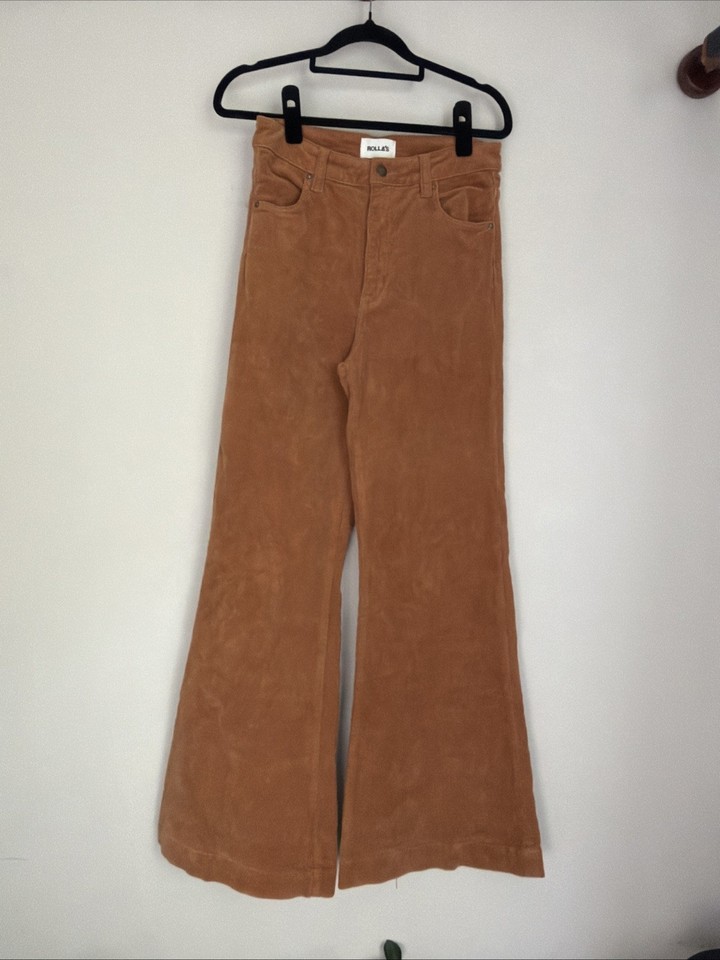 Rollas Jeans Stretch Cord Golden Brown Size 10 High Rise East Coast Flare