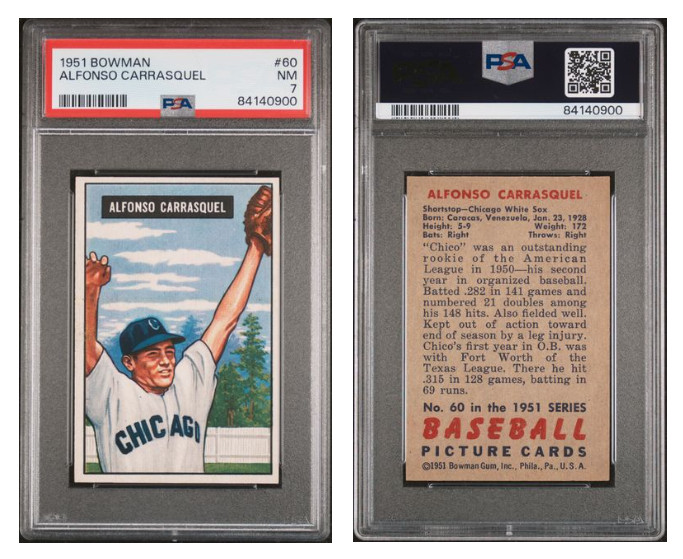 1951 Bowman Alfonso Carrasquel RC Rookie #60 PSA 7 NM