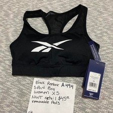 Reebok black sport bra with removable pads Size XS NWT retail 45. SKU-A494