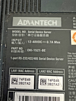 Advantech EKI-1521-BE 1-Port RS-232/422/485 Serial Device Server - Redundant LAN