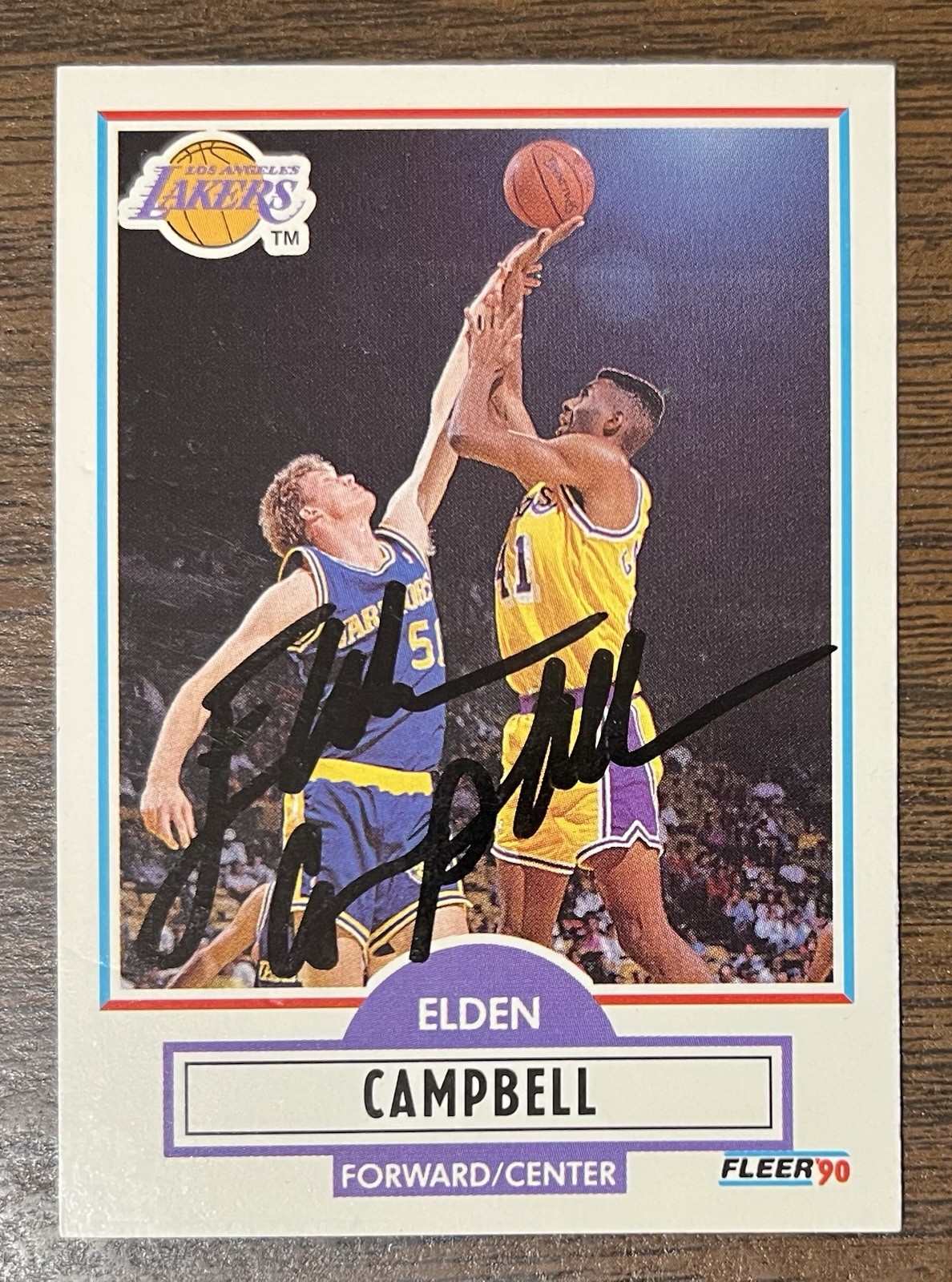 ELDEN CAMPBELL AUTOGRAPHED 1990-91 FLEER UPDATE ROOKIE BASKETBALL CARD LAKERS