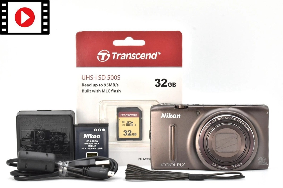 Exc+5] Nikon Coolpix S9500 Brown 18.1MP 22x Compact Digital