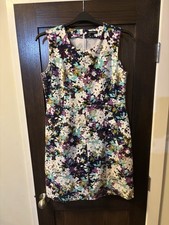 Lands' End Shift Dress Size 12 Floral Sleeveless Pockets Stretch