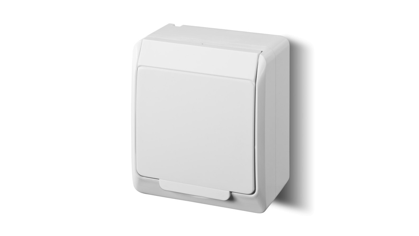 HERMES single socket with/u 2P + Z Schuko IP44 white 0324-02