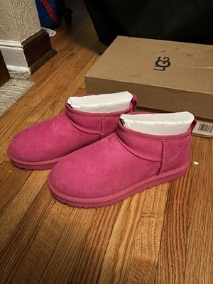 UGG Classic Ultra Mini Pink Suede Ankle Bootie Lined Women s US 7 EU 38