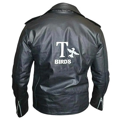 Men's Grease T Birds Leather Jacket | Retro Rockabilly Black Jacket