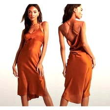 Abercrombie & Fitch Metallic Copper Satin Slip Dress Sz Small sundress slinky