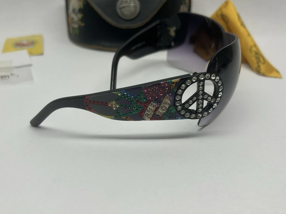 Y2K Ed Hardy истинная любовь винтажный солнцезащитные очки EHS 027 очки чехол и ткань EUC мира - Изображение 3 из 4