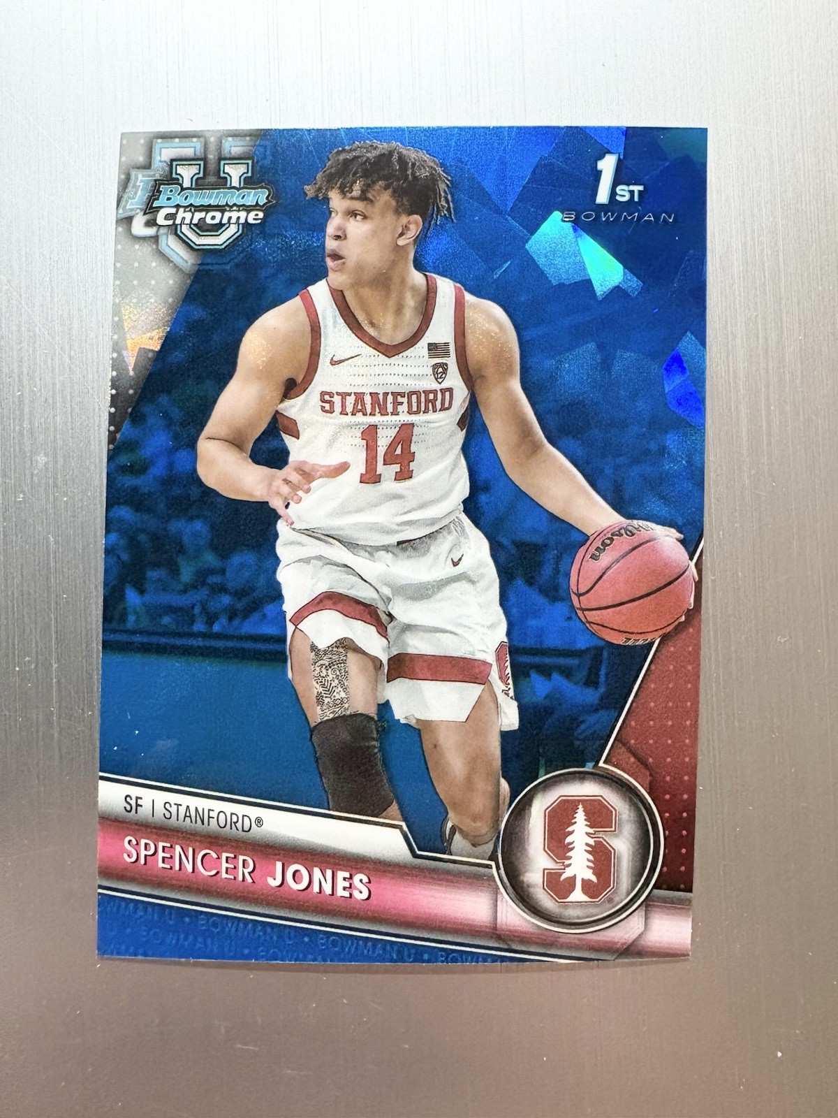 Spencer Jones 2023-24 Bowman Chrome Sapphire University 1st Rookie #74 Stanford