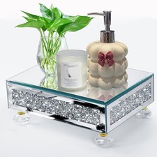 Modern Mirrored Riser for Display : Crushed Diamond Decorative Pedestal Stand...